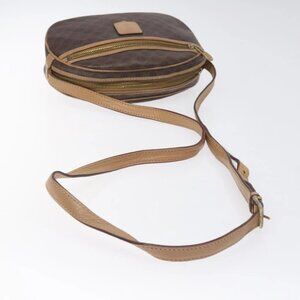 CELINE Macadam Canvas Shoulder Bag PVC Leather Brown Gold Auth